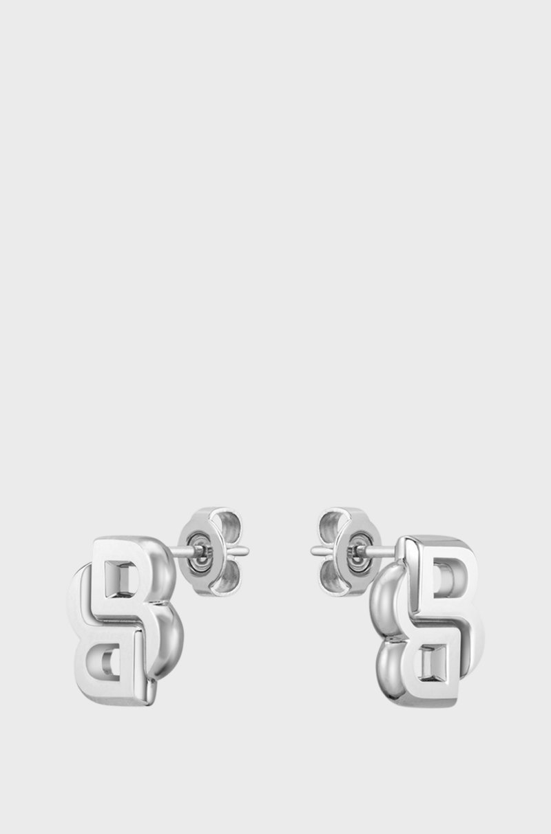 Hugo Boss Pendientes plateados con monograma Double B Liquidación