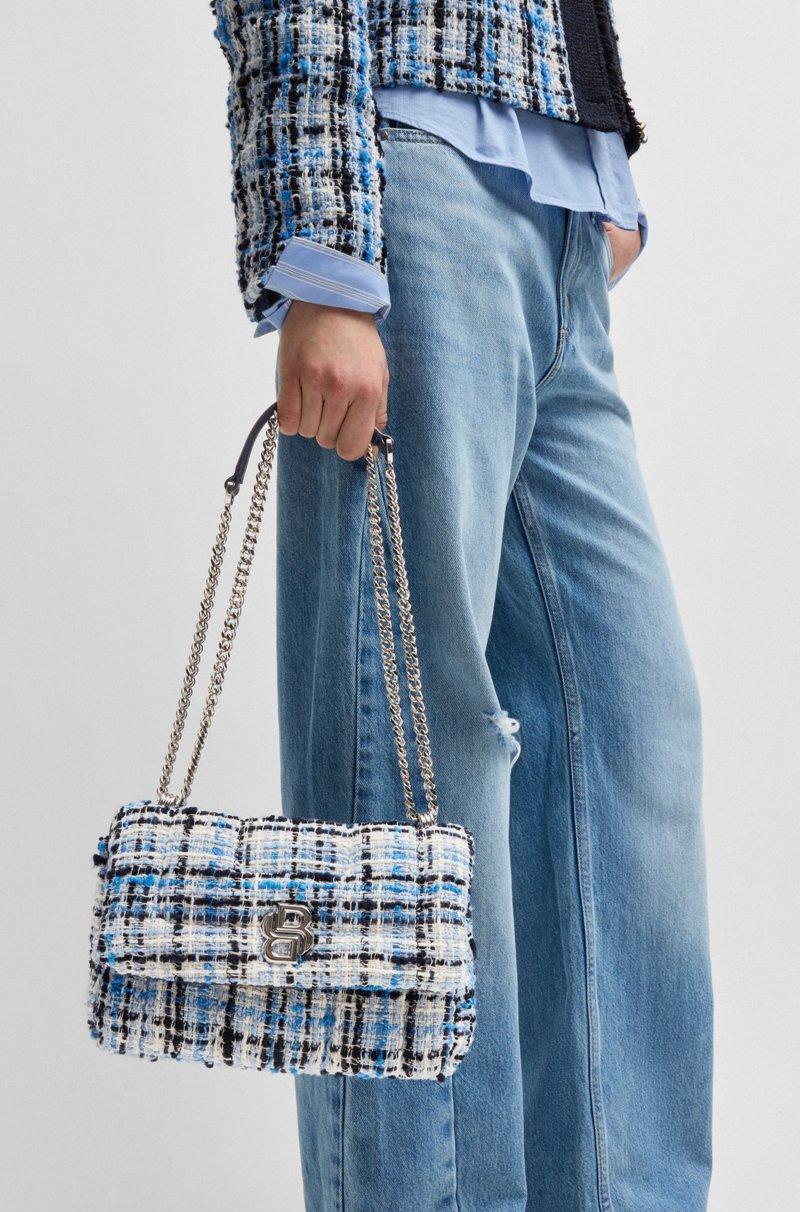 Hugo Boss Bolso bandolera de tweed multicolor con monograma Double B Envío internacional gratuito