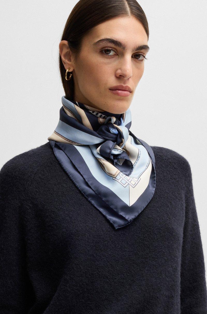Hugo Boss Pañuelo de sarga de seda estampada hecho en Italia Ahorra y exporta