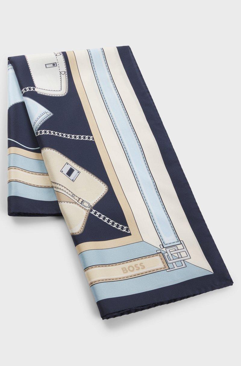 Hugo Boss Pañuelo de sarga de seda estampada hecho en Italia Ahorra y exporta