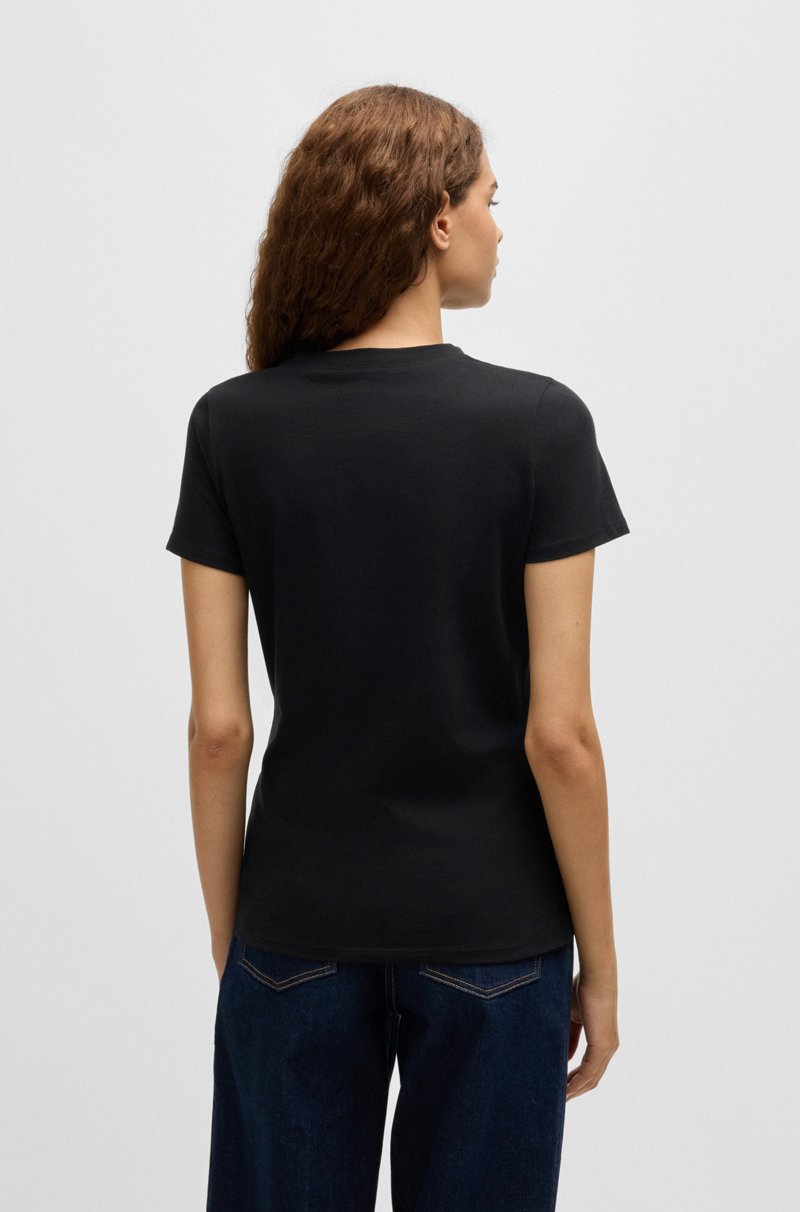 Hugo Boss Camiseta de punto de algodón con logo en contraste Descuentos del mes