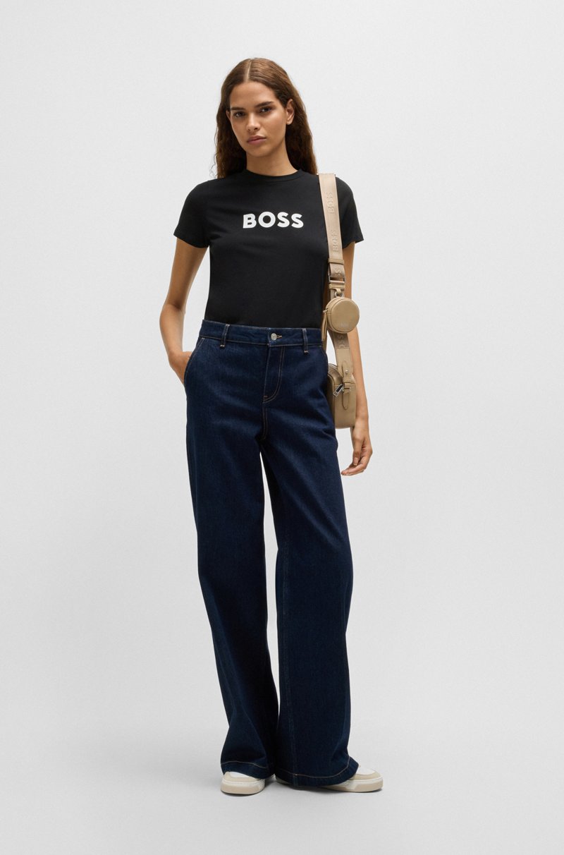 Hugo Boss Camiseta de punto de algodón con logo en contraste Descuentos del mes