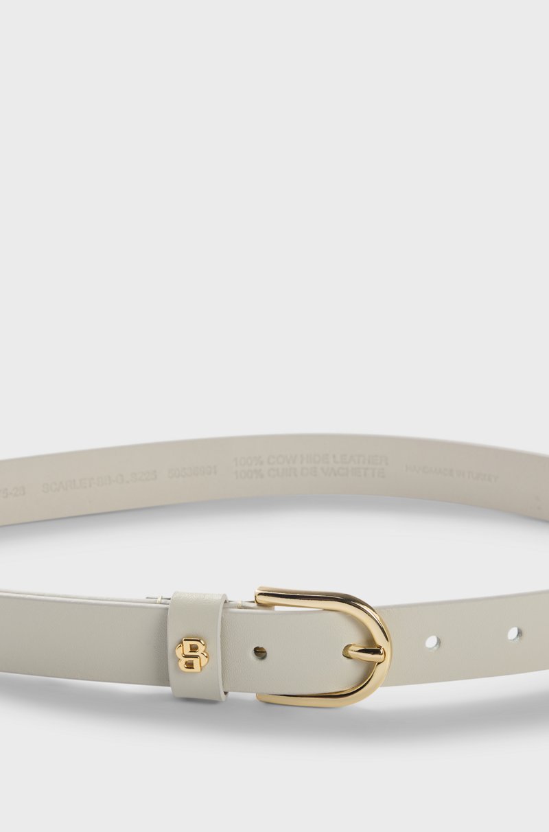 Hugo Boss Cinturón de piel con colgante de monograma Double B Grandes ahorros