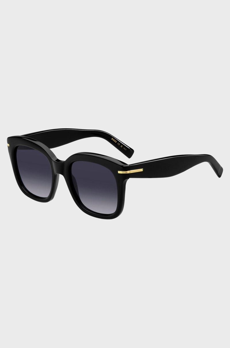 Hugo Boss Gafas de sol de acetato negro con bisagras en tono dorado Precio ultrabajo