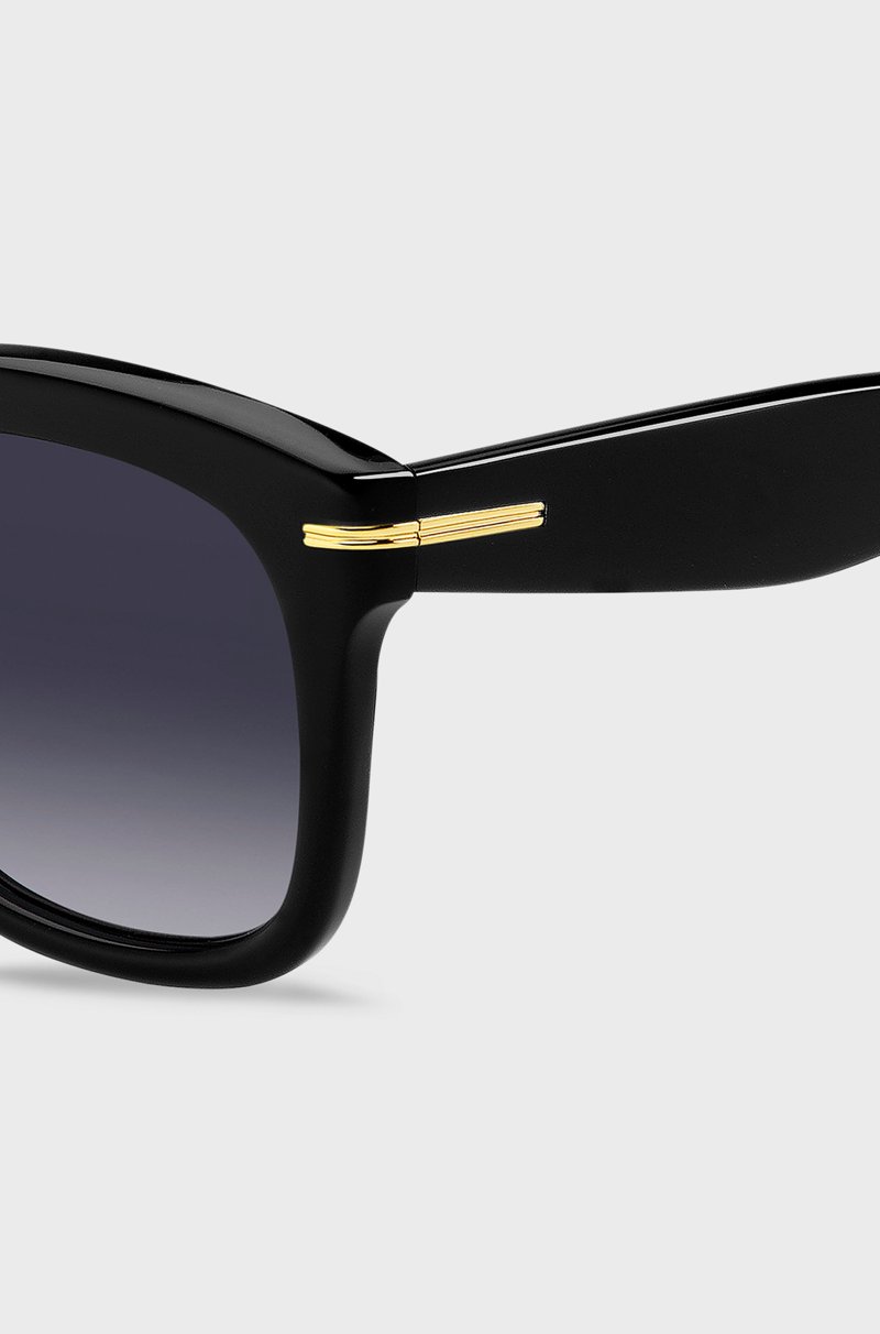 Hugo Boss Gafas de sol de acetato negro con bisagras en tono dorado Precio ultrabajo