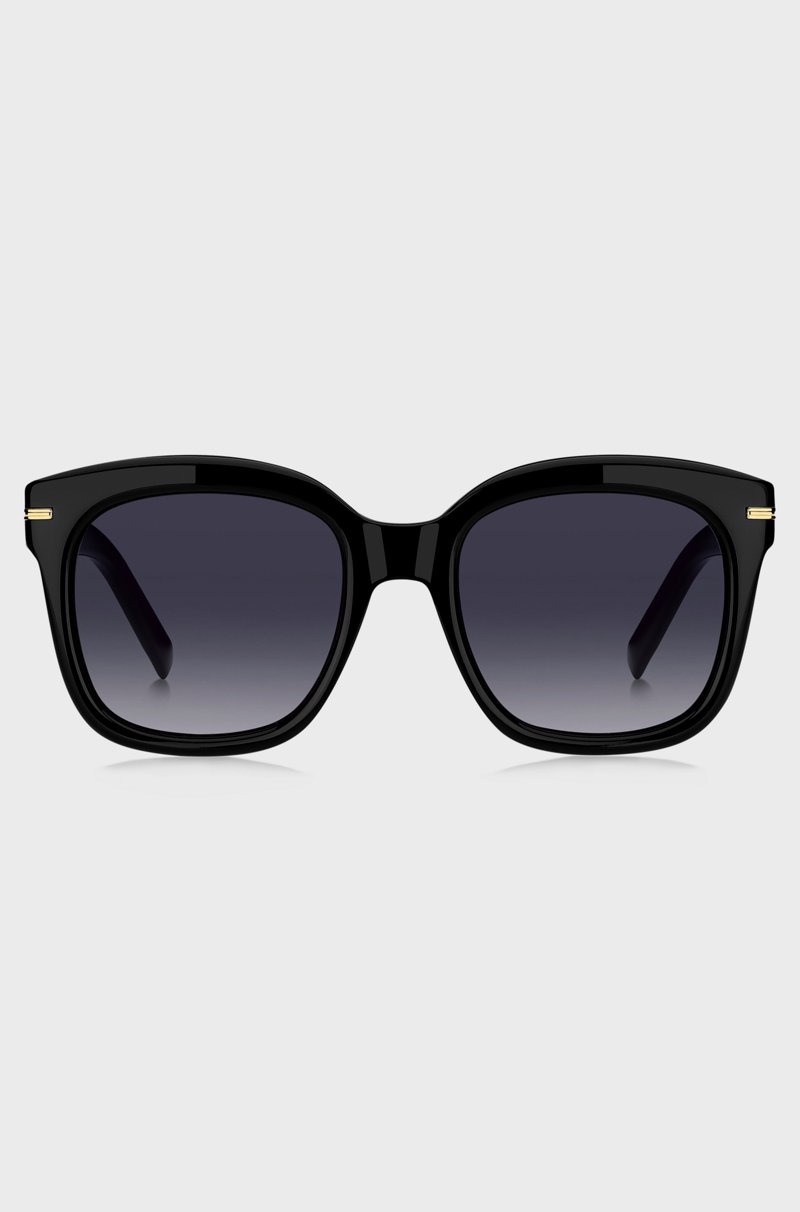 Hugo Boss Gafas de sol de acetato negro con bisagras en tono dorado Precio ultrabajo