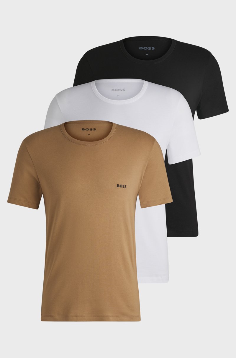 Hugo Boss Paquete de tres camisetas de algodón con logo bordado