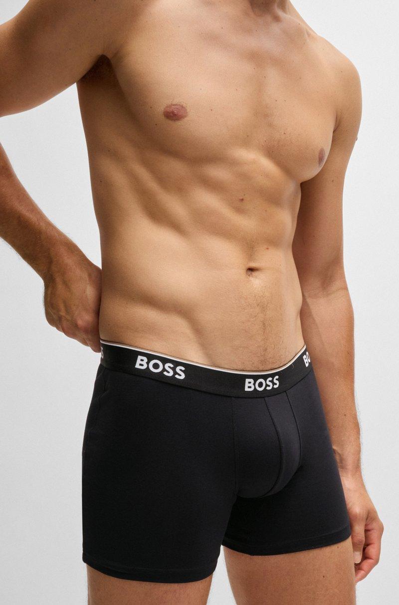 Hugo Boss Paquete de tres calzoncillos bóxer en algodón elástico con logos Outlet