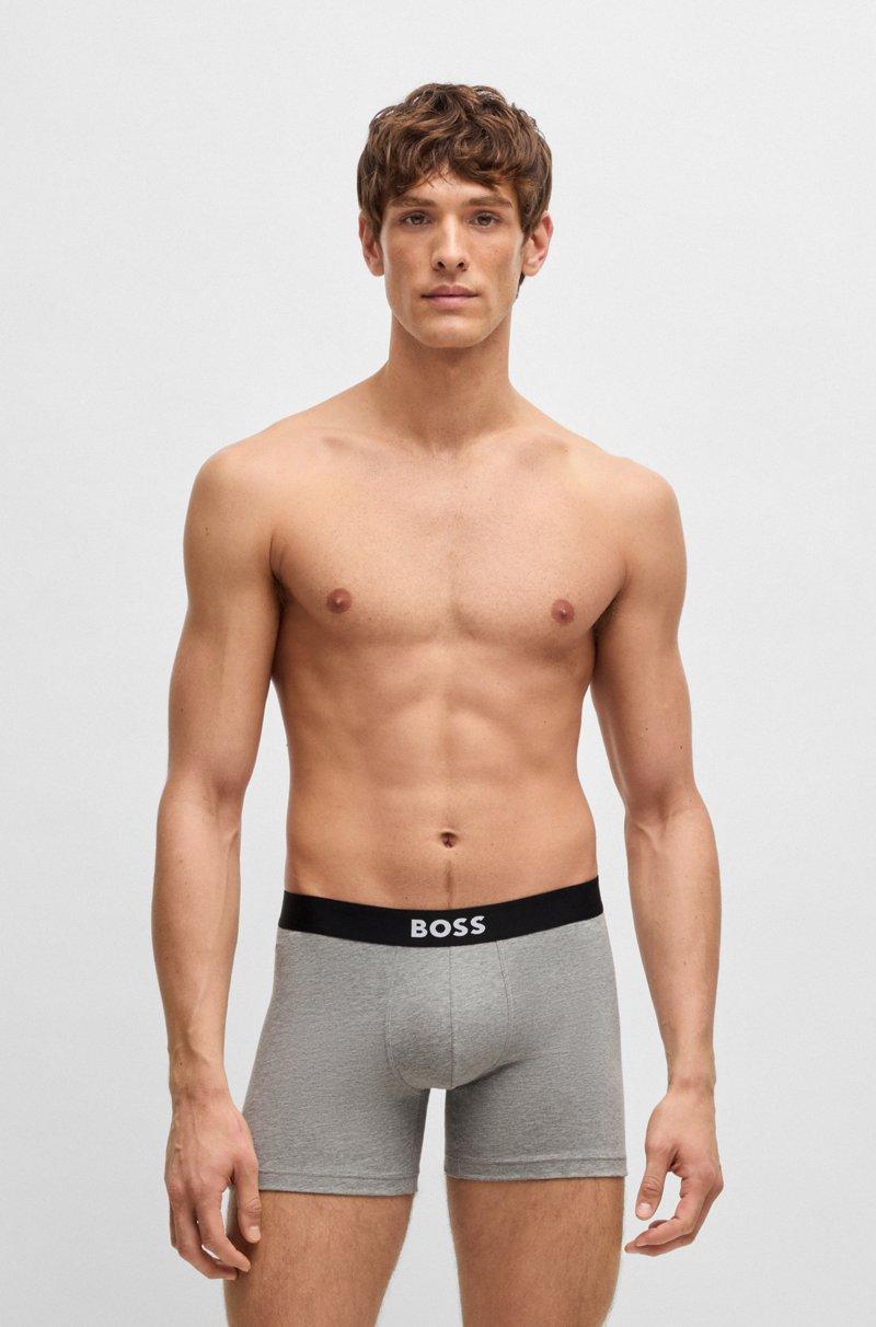 Hugo Boss Paquete de tres calzoncillos bóxer en algodón elástico con logos Ofertas