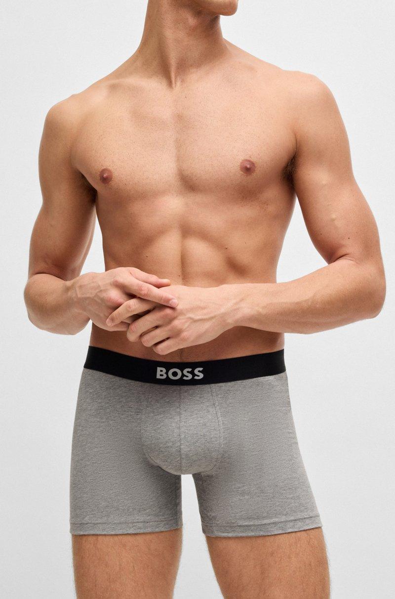 Hugo Boss Paquete de tres calzoncillos bóxer en algodón elástico con logos Ofertas