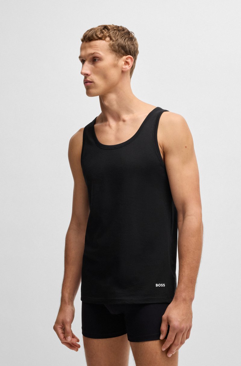 Hugo Boss Paquete de tres camisetas interiores de algodón con logos Venta caliente