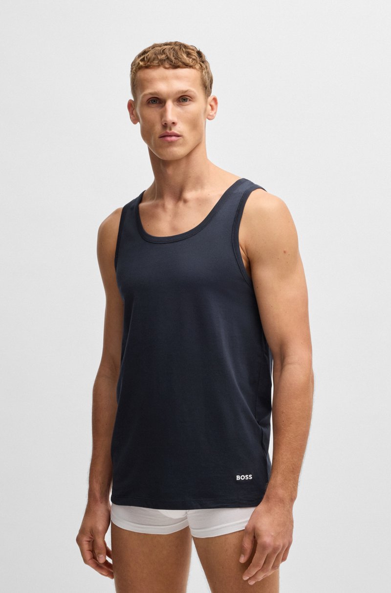 Hugo Boss Paquete de tres camisetas interiores de algodón con logos Venta caliente