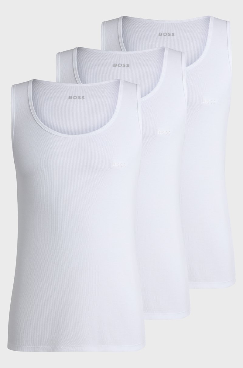 Hugo Boss Paquete de tres camisetas de tirantes de algodón con logo bordado Rebajas baratas