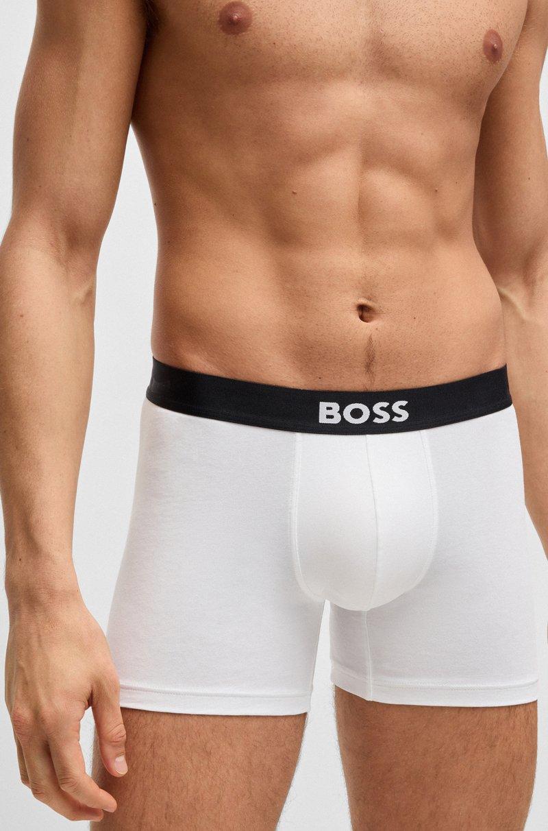 Hugo Boss Paquete de tres calzoncillos bóxer en algodón elástico con logos Rebajas de fábrica