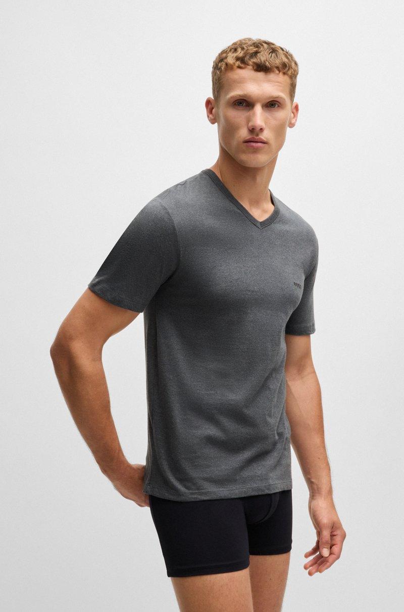 Hugo Boss Paquete de tres camisetas de punto de algodón con cuello en pico Descuento