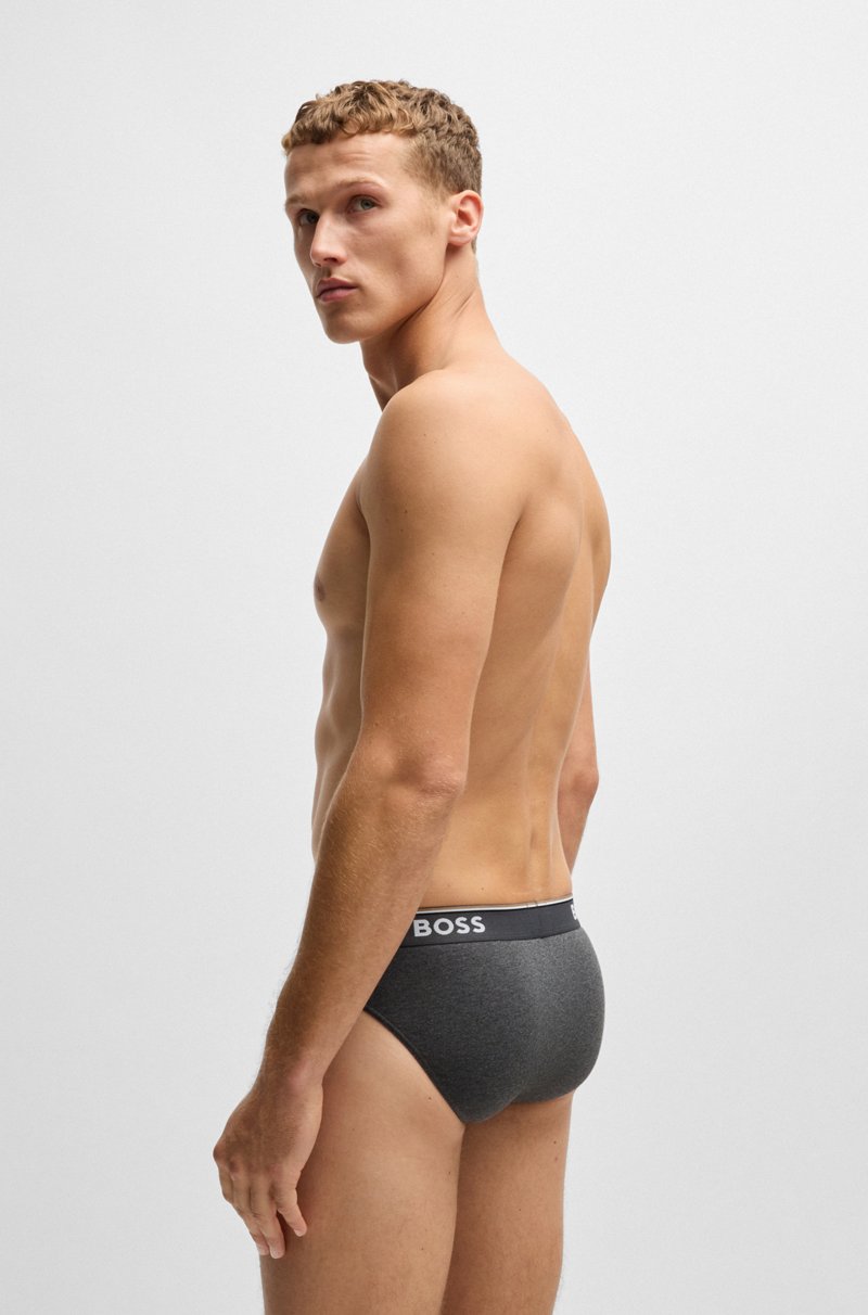 Hugo Boss Paquete de tres slips en algodón elástico con logos en la cinturilla Tienda