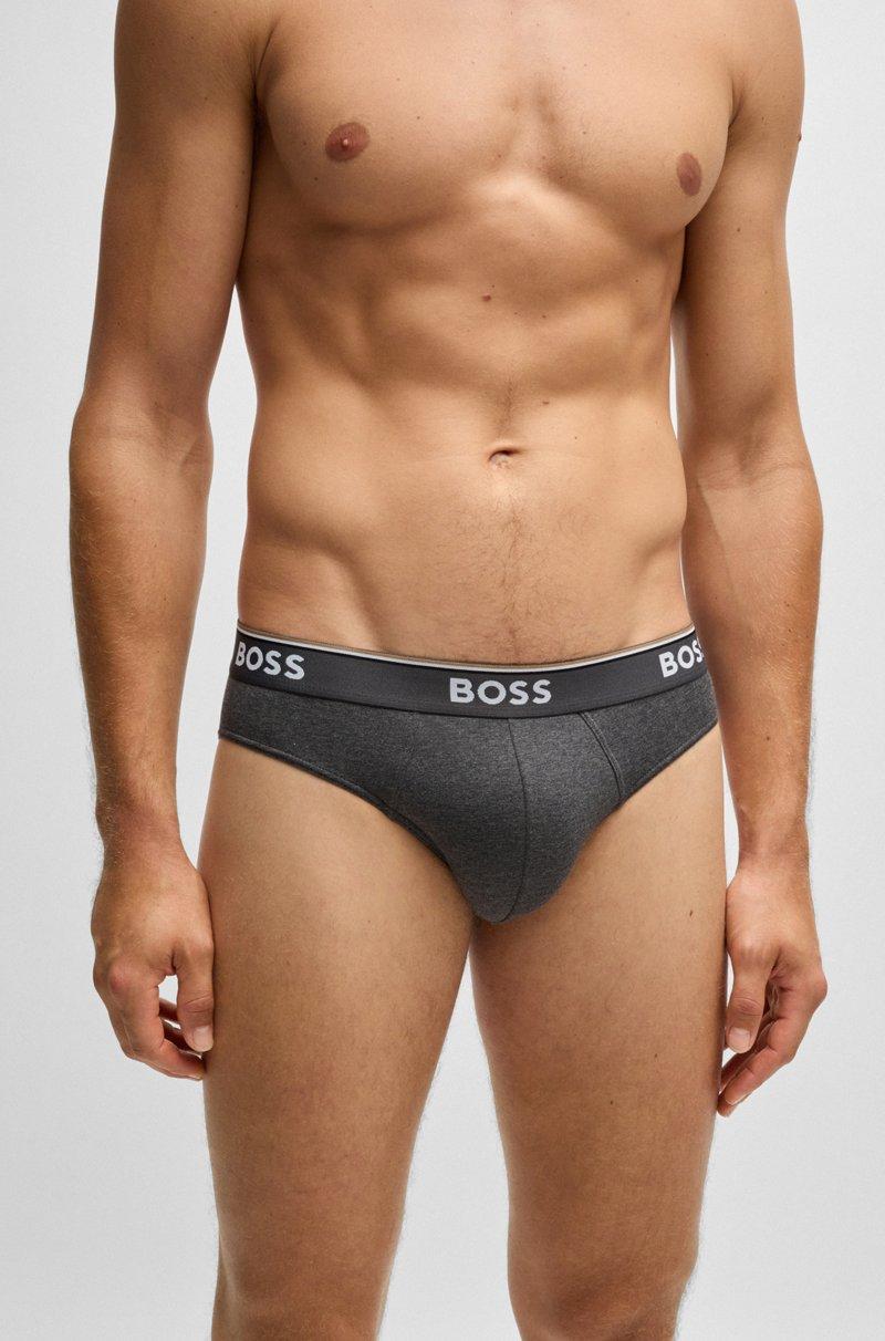 Hugo Boss Paquete de tres slips en algodón elástico con logos en la cinturilla Tienda