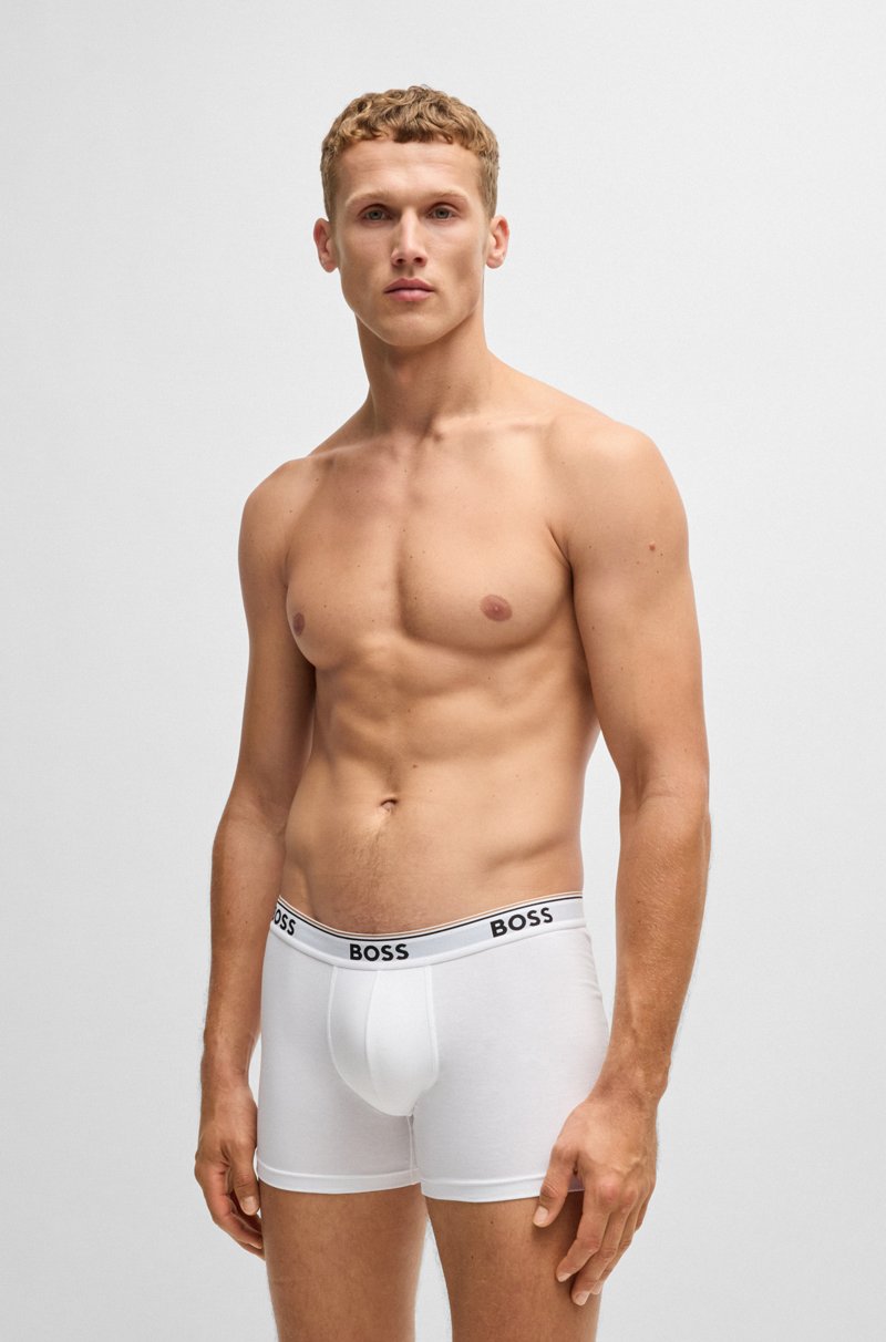 Hugo Boss Paquete de tres calzoncillos bóxer en algodón elástico con logos Liquidación