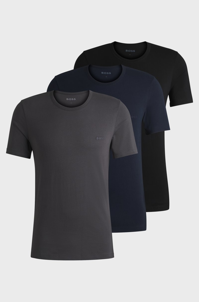 Hugo Boss Paquete de tres camisetas de algodón con logo bordado
