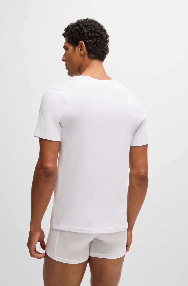 Hugo Boss Paquete de tres camisetas de punto de algodón con cuello en pico Precio de fábrica