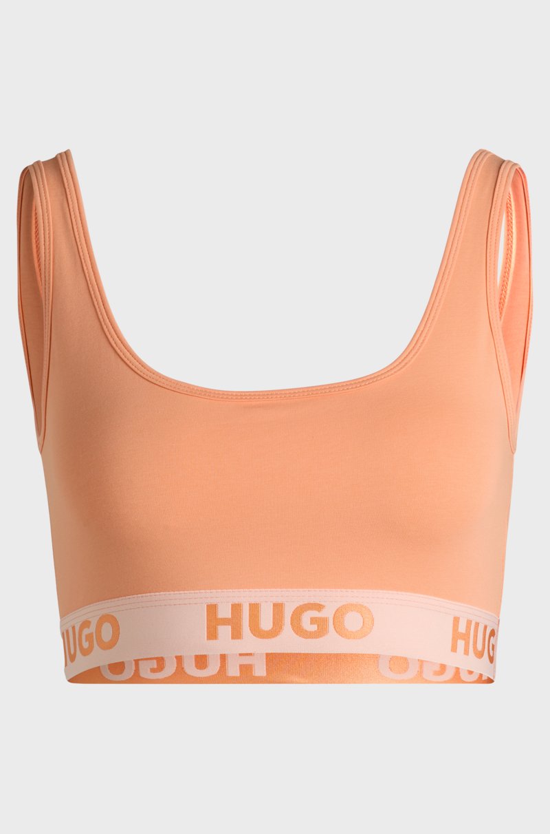 Hugo Boss Bralette de algodón elástico con logos en la cinta Tienda de fábrica