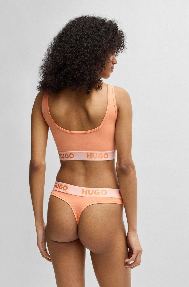 Hugo Boss Bralette de algodón elástico con logos en la cinta Tienda de fábrica