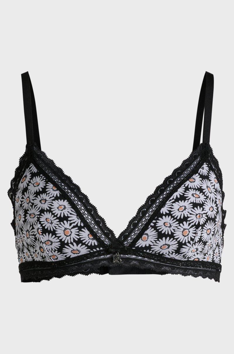 Hugo Boss Sujetador con estampado de margaritas y ribetes de encaje En oferta