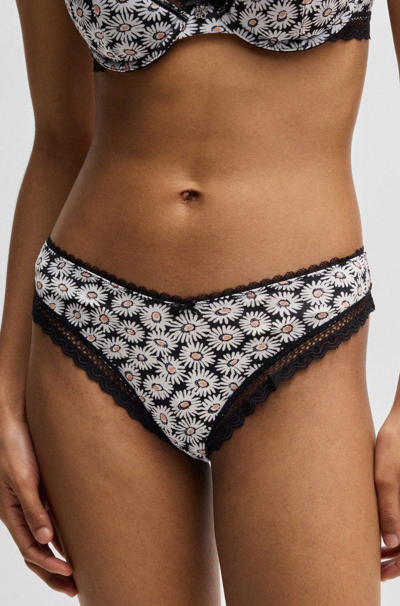 Hugo Boss Tanga con estampado de margaritas y ribetes de encaje Libre de impuestos