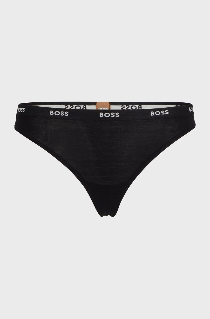 Hugo Boss Tanga de tiro bajo en punto elástico con cinturilla logotipada Descuento por venta flash