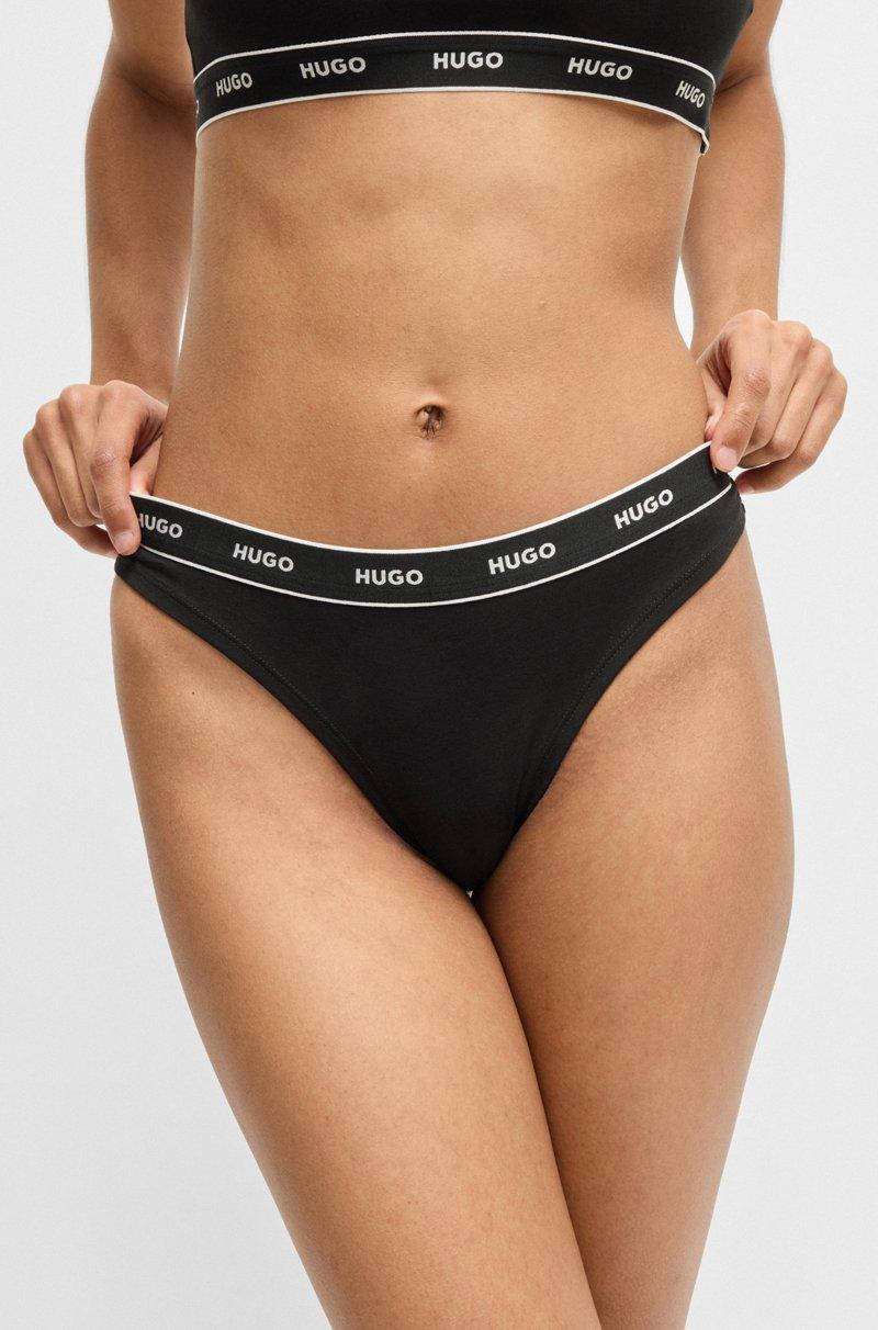 Hugo Boss Paquete de tres tangas en algodón elástico con logos en la cintura Rebajas de fin de temporada