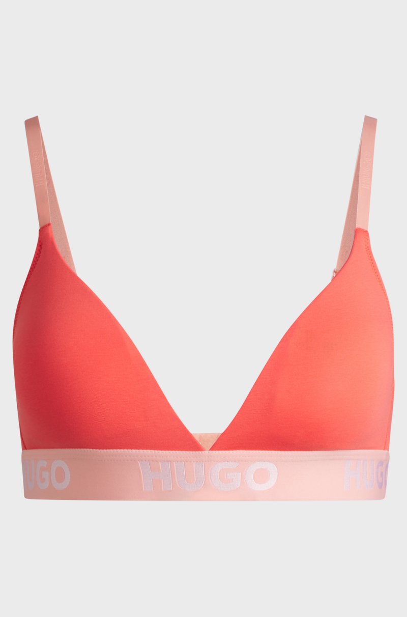 Hugo Boss Sujetador triangular de algodón elástico con cinta de logos 2025