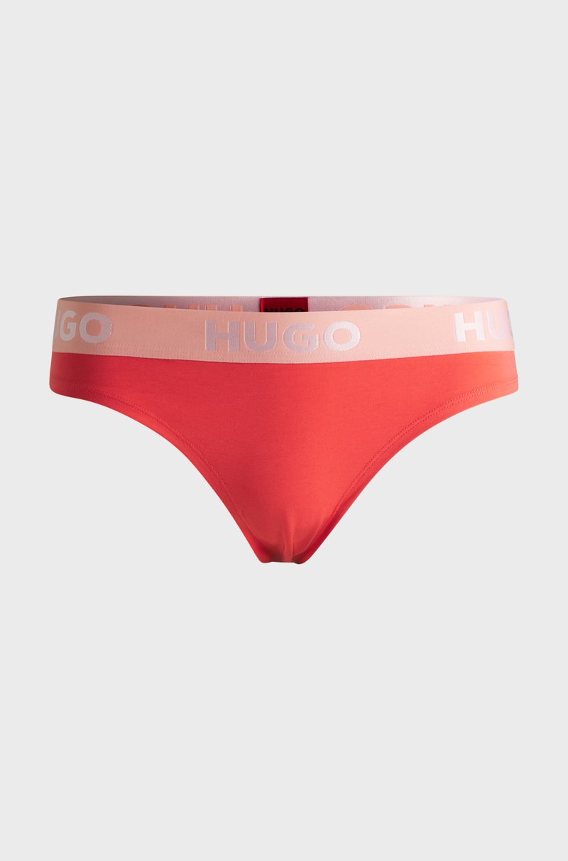 Hugo Boss Tanga de algodón elástico con logos en la cintura En línea