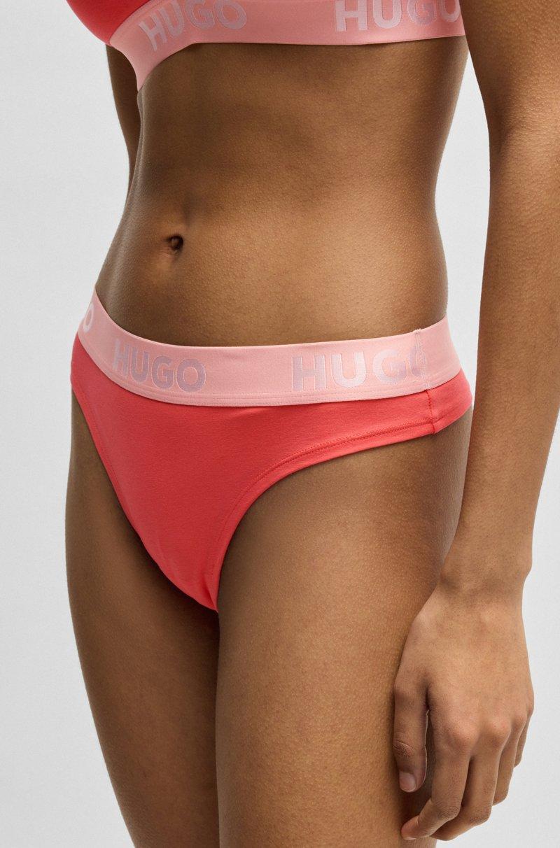 Hugo Boss Tanga de algodón elástico con logos en la cintura En línea