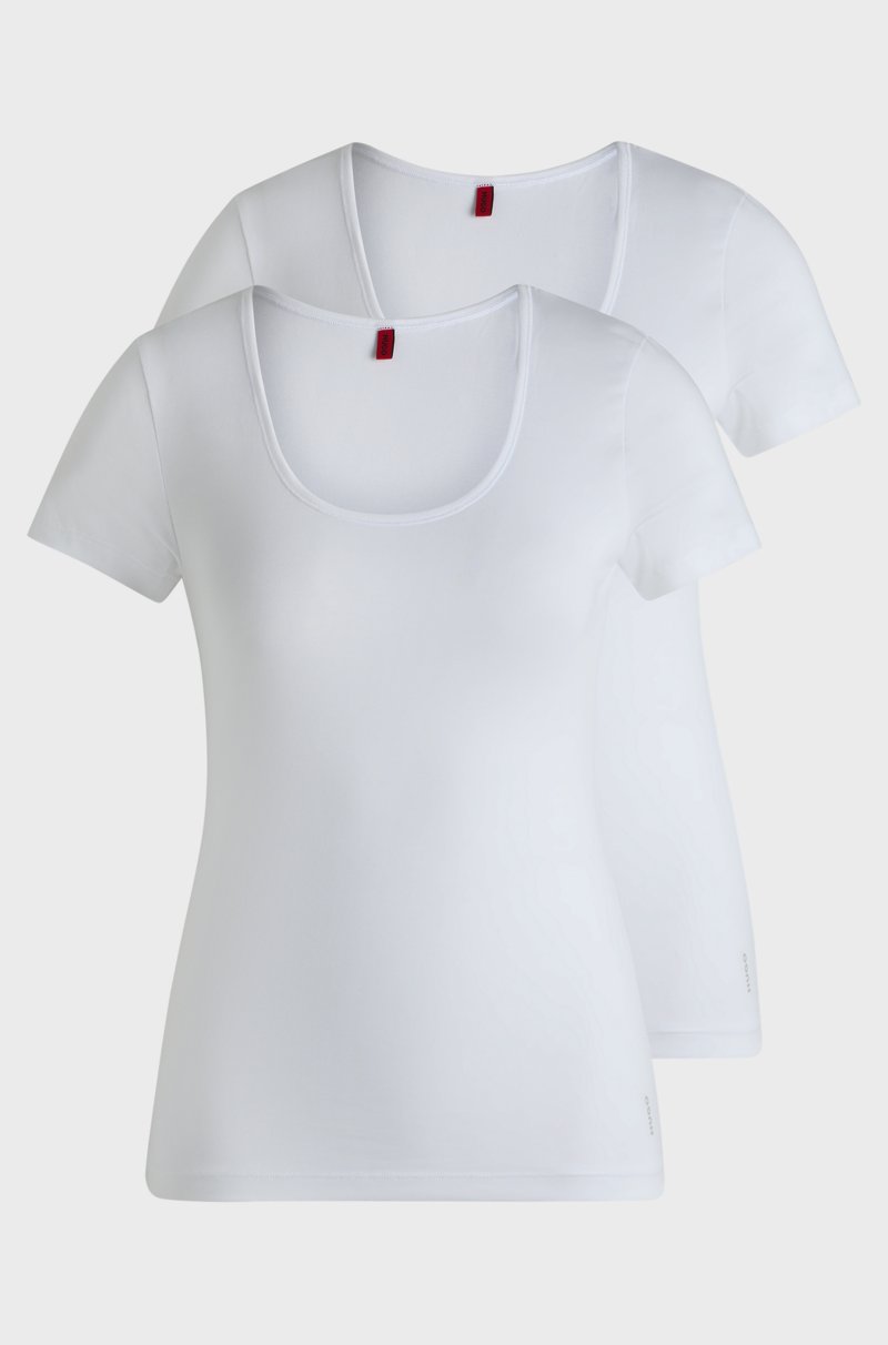 Hugo Boss Paquete de dos camisetas interiores de algodón elástico con logos Venta caliente