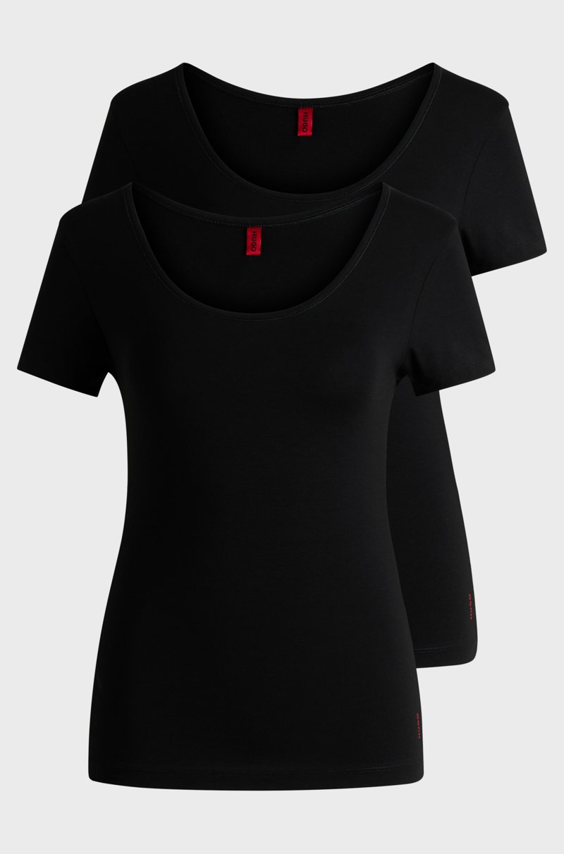 Hugo Boss Paquete de dos camisetas interiores de algodón elástico con logos Gran oferta