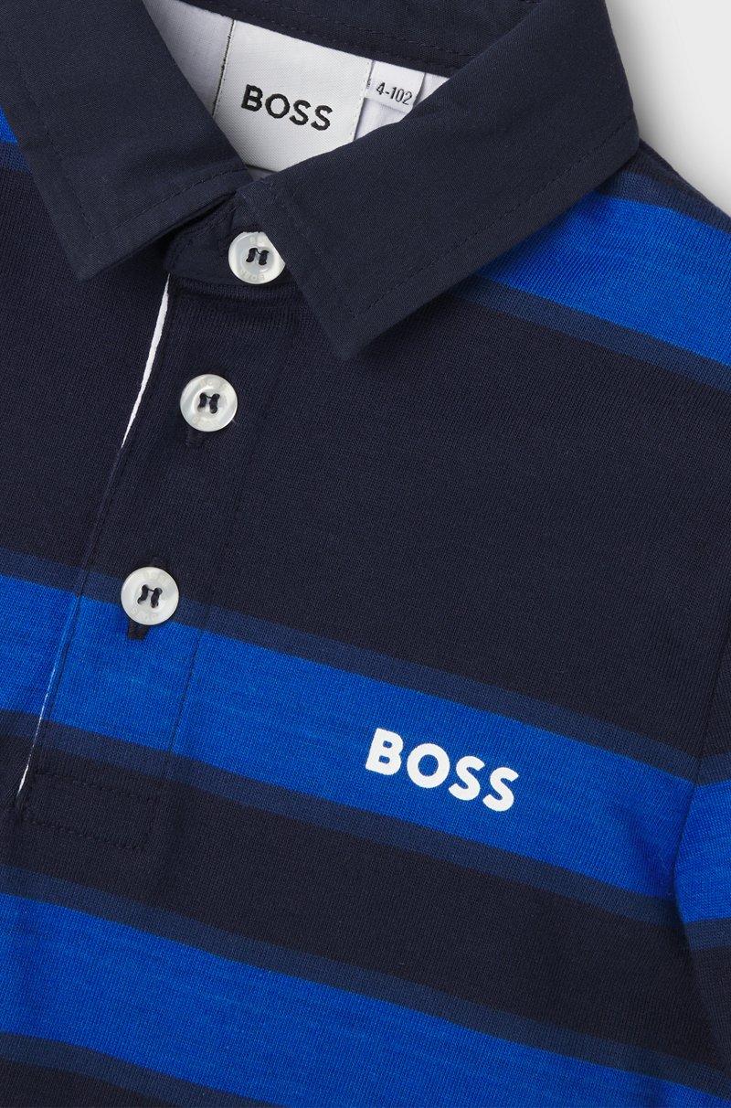 Hugo Boss Polo de manga larga a rayas con logo para niños Ventas relámpago