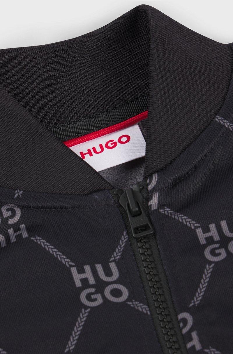 Hugo Boss Chaqueta con cremallera para niños con logo apilado estampado Promoción por tiempo limitado