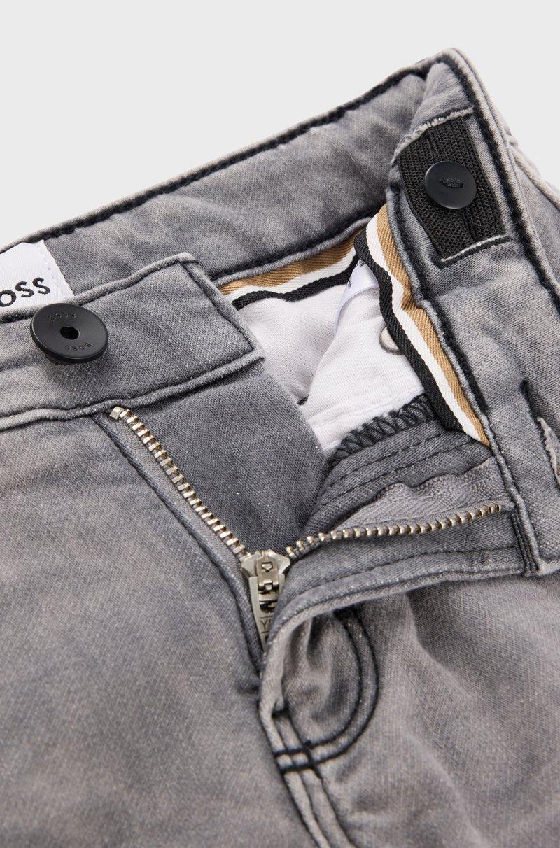 Hugo Boss Vaqueros regular fit para niños en denim de punto gris Solo hoy