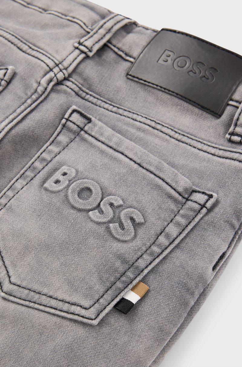 Hugo Boss Vaqueros regular fit para niños en denim de punto gris Solo hoy