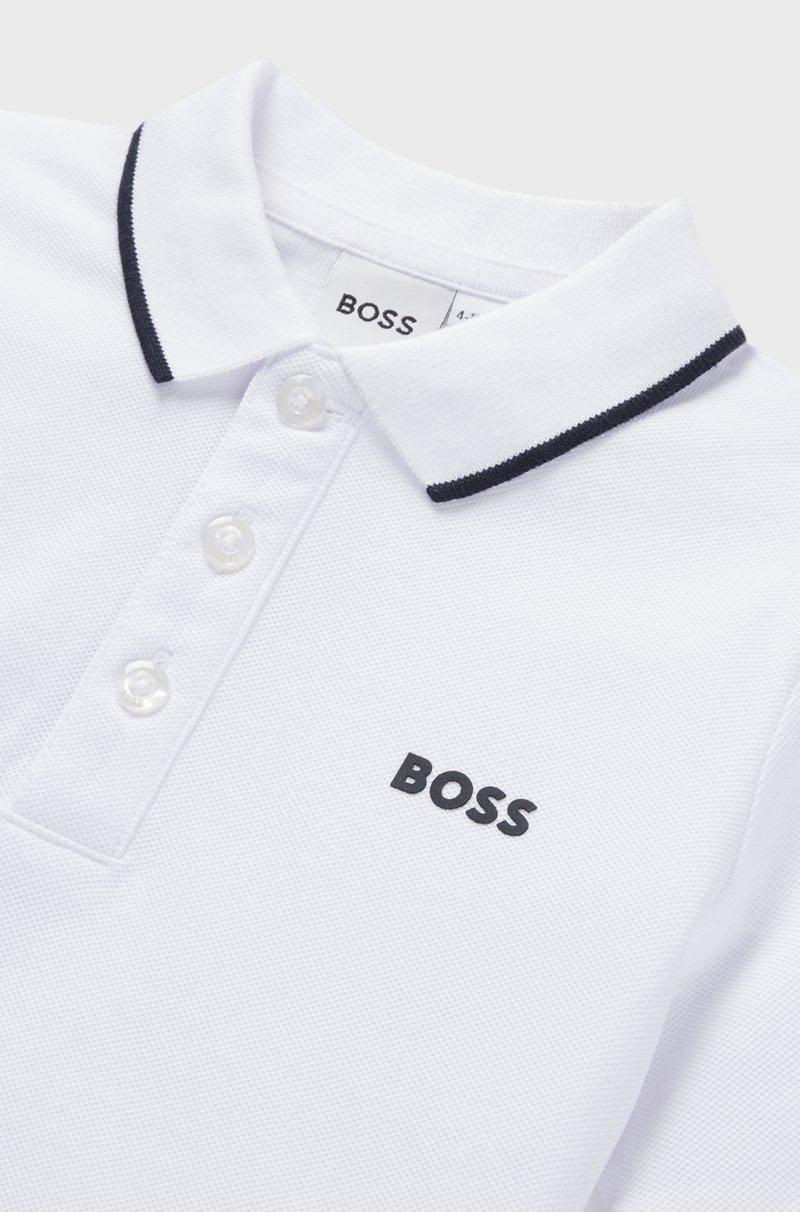 Hugo Boss Polo de piqué de algodón con logo estampado para niños Tienda de fábrica