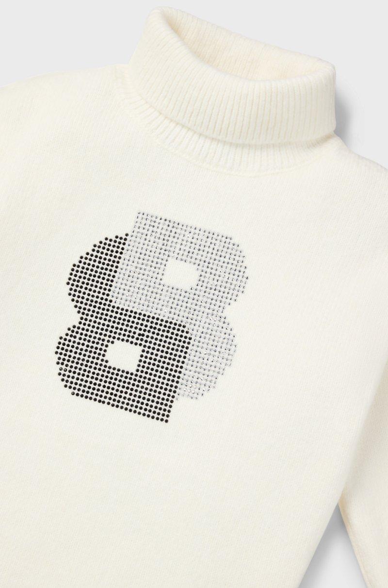 Hugo Boss Vestido de punto para niños con cuello vuelto y monograma Double B de estrás Oferta exclusiva