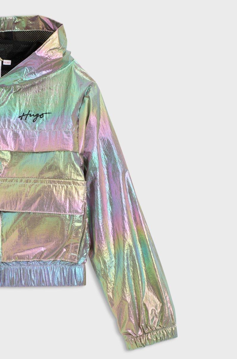 Hugo Boss Chaqueta cortavientos iridiscente para niños con capucha y logo estampado Grandes ahorros