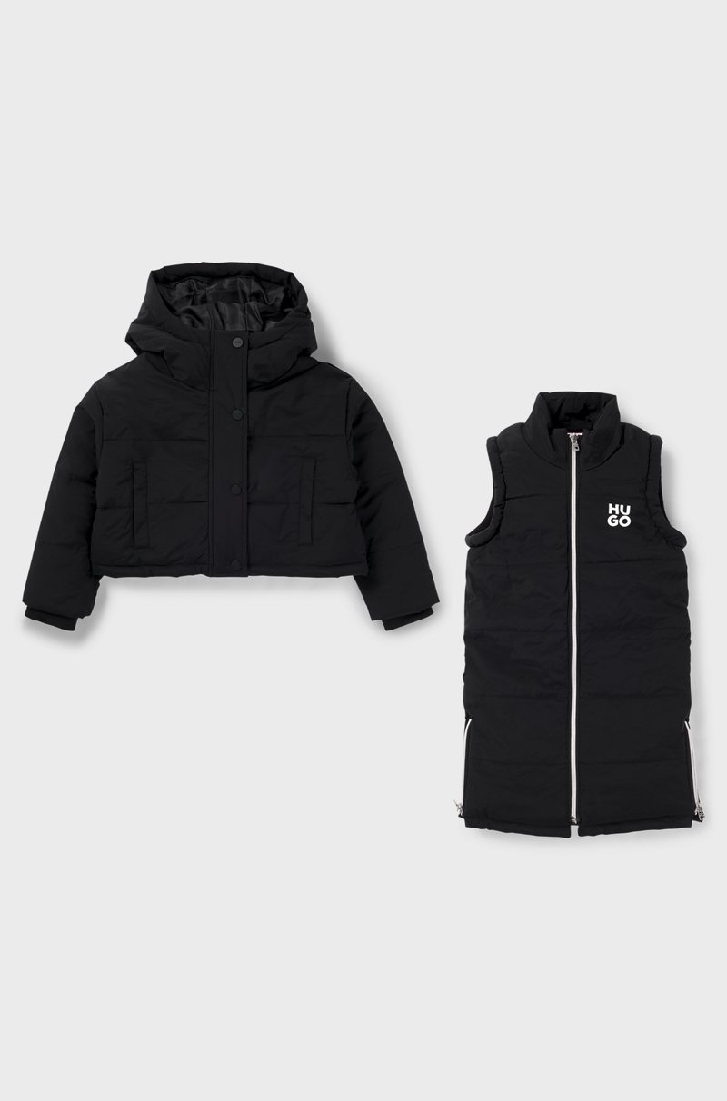 Hugo Boss Chaqueta acolchada tres en uno para niños con detalles de logo