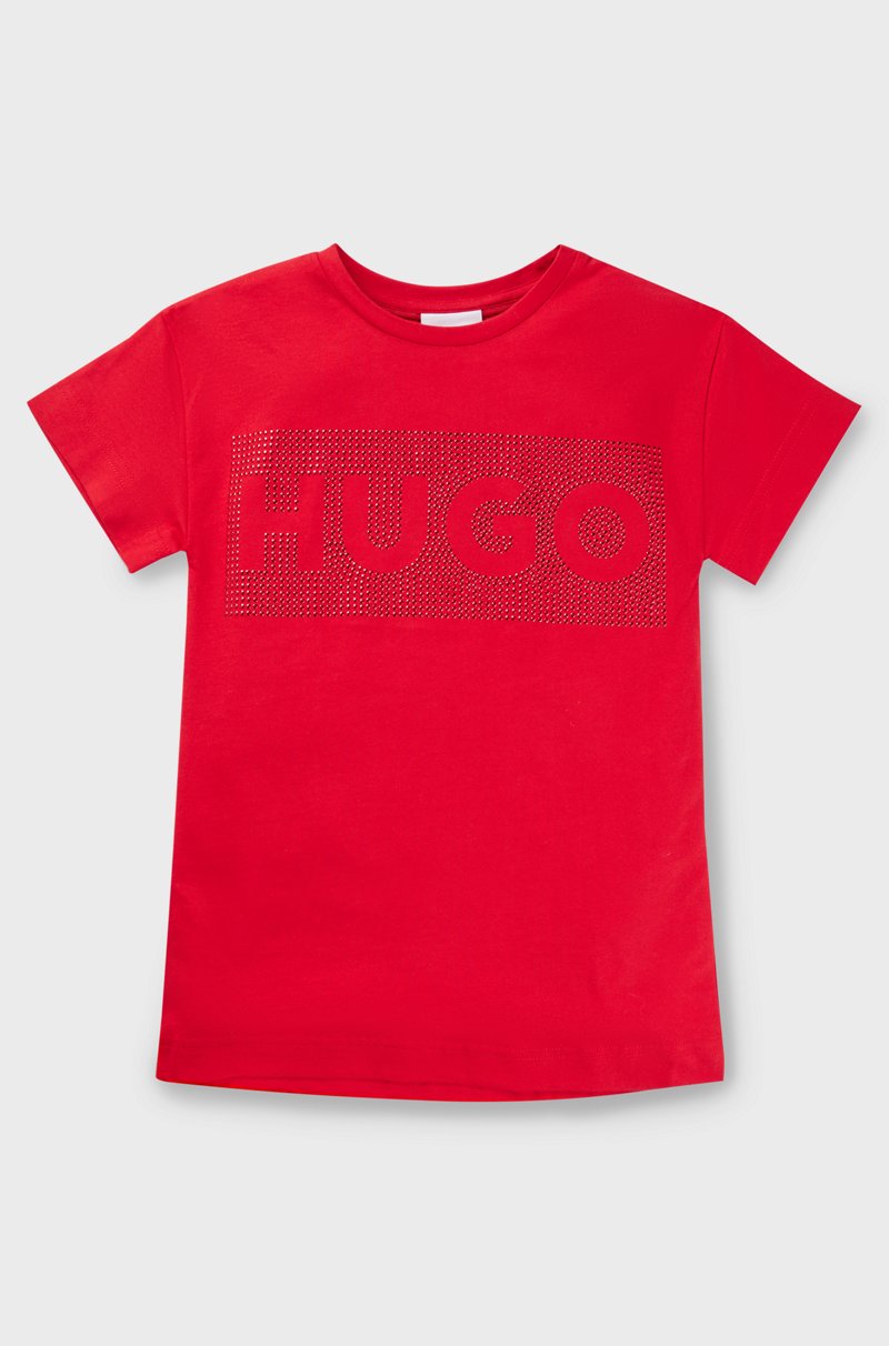 Hugo Boss Vestido estilo camiseta de punto de algodón para niños con ilustración de logo con tachuelas Los más vendidos