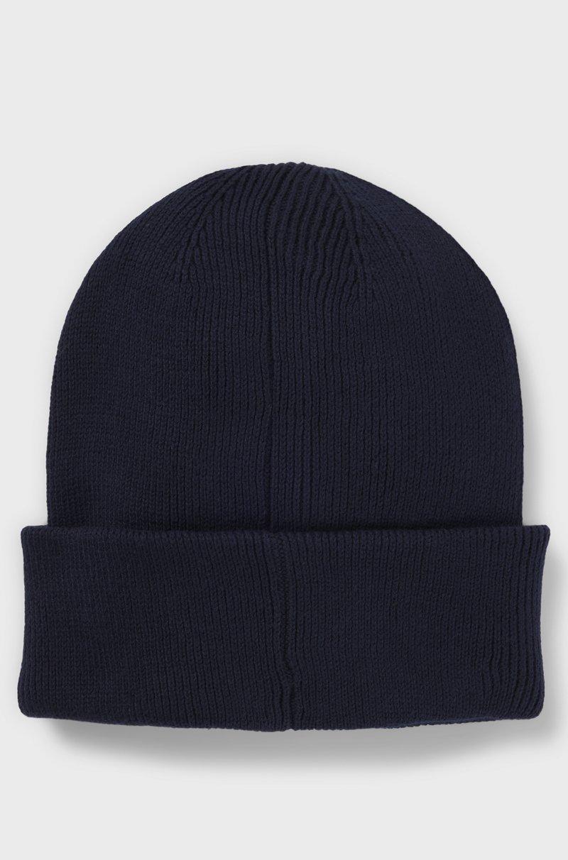 Hugo Boss Gorro de punto de algodón para niños con logo de efecto de goma Promoción por tiempo limitado