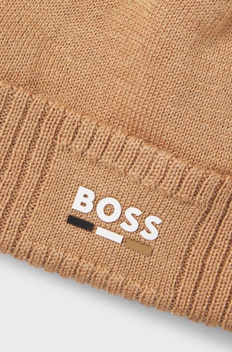 Hugo Boss Gorro de punto en algodón para niños con logo de efecto de goma Superdescuento