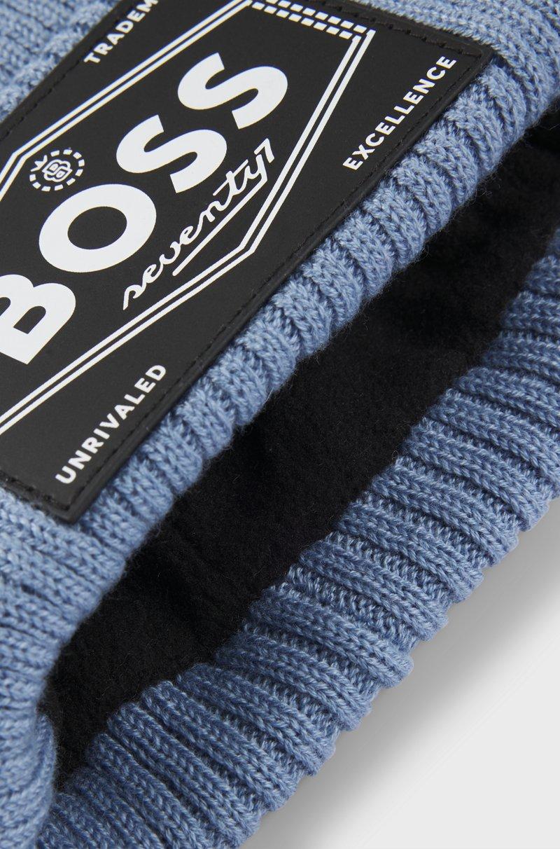 Hugo Boss Gorro de punto para niños con insignia de logo y forro de imitación de piel Liquidación