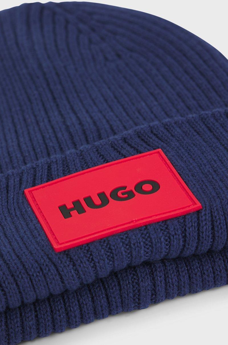 Hugo Boss Gorro de punto para niños con etiqueta de logo rojo Descuentos del mes