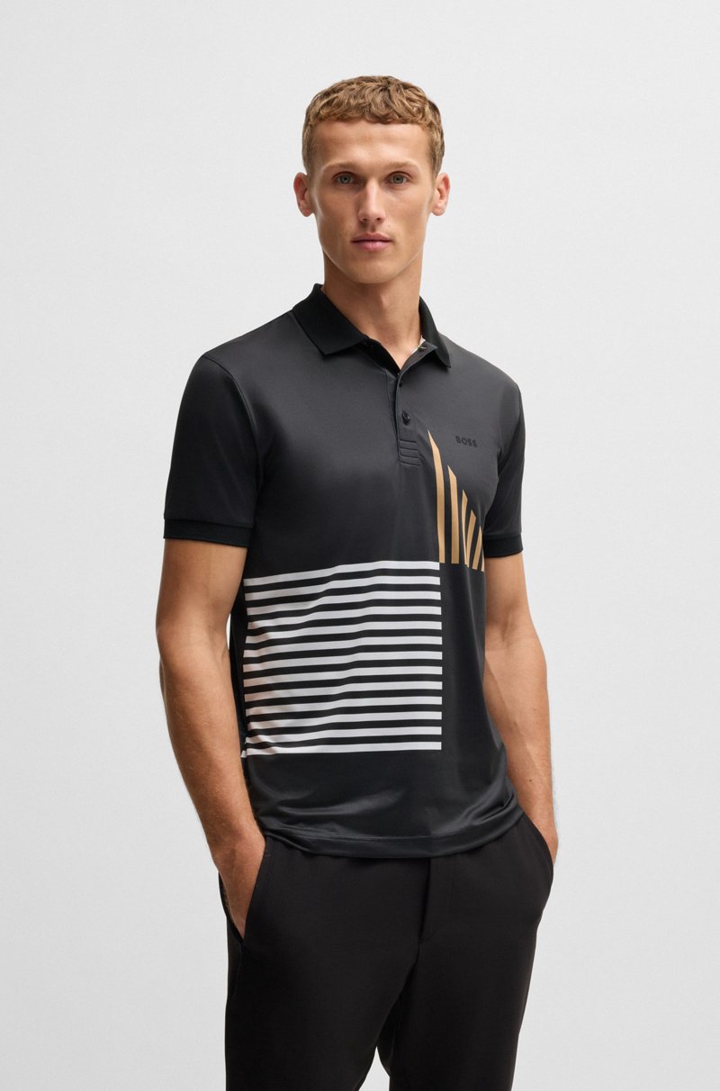 Hugo Boss Polo Paddy Active de punto elástico con estampado digital Grandes ahorros
