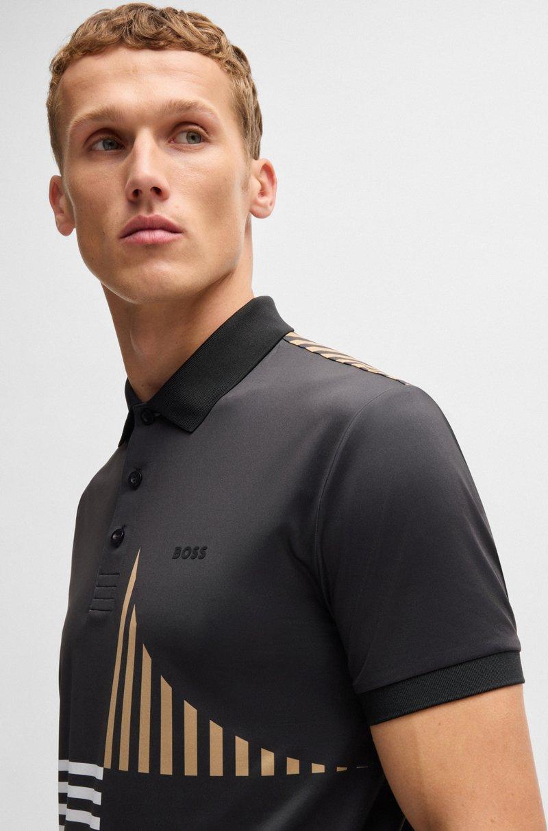 Hugo Boss Polo Paddy Active de punto elástico con estampado digital Grandes ahorros